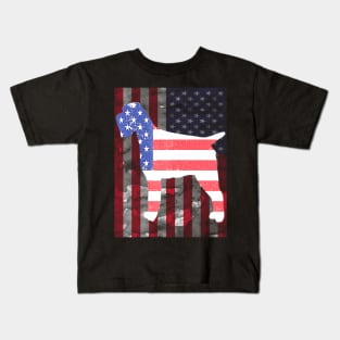 Wirehaired Pointing Griffon American Flag 4th Of July Dog Kids T-Shirt